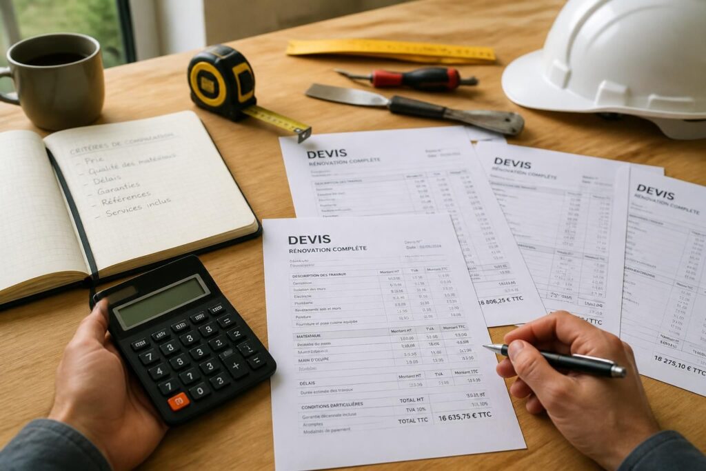 découvrez comment comparer plusieurs devis de travaux en considérant la qualité, les garanties et les services, plutôt que de choisir uniquement le prix le plus bas.