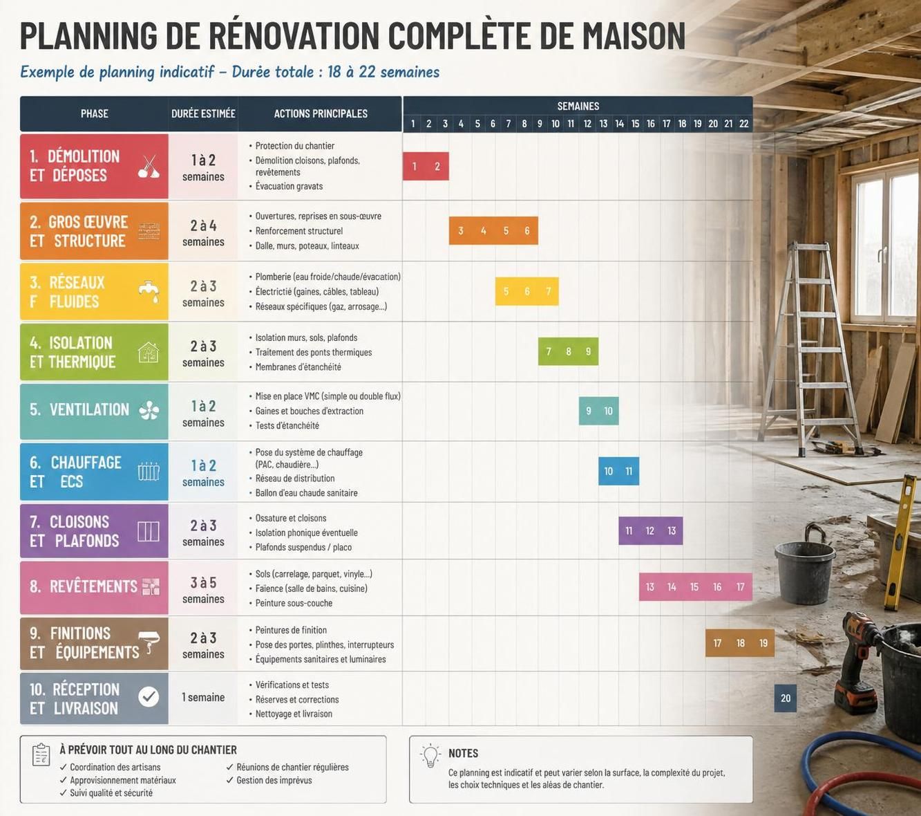 découvrez l'ordre idéal pour réaliser les travaux lors d'une rénovation complète de maison, afin d'optimiser votre projet et garantir un résultat réussi.