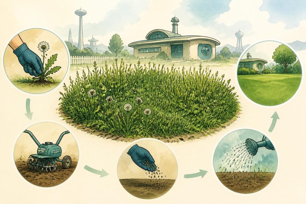 découvrez comment transformer efficacement votre pelouse envahie par les mauvaises herbes grâce à 5 étapes clés simples et pratiques pour un gazon sain et verdoyant.