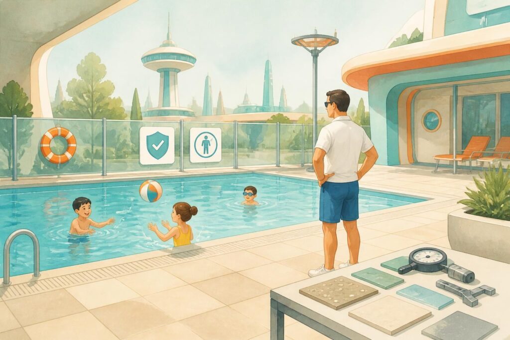 découvrez notre guide complet sur la sécurité au bord de la piscine avec le carrelage antidérapant : conseils, tarifs et normes à respecter pour une plage de piscine sûre et esthétique.